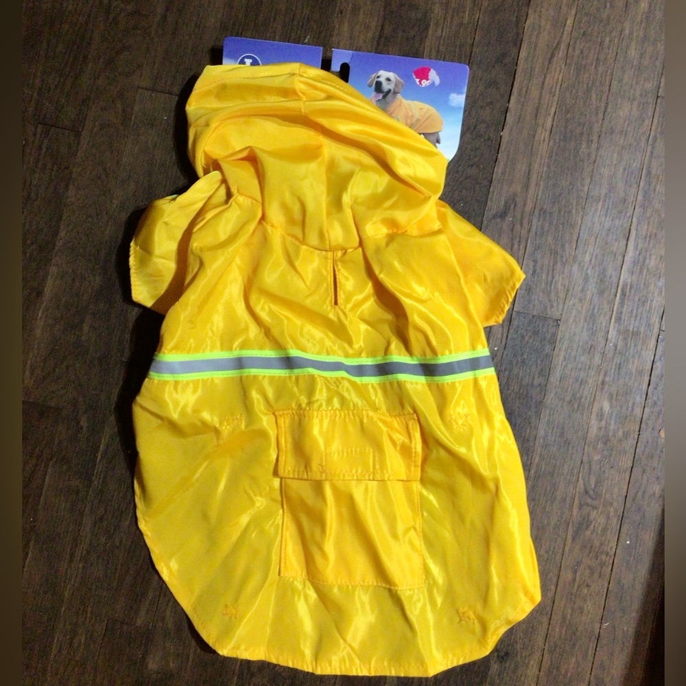 NEW! Doggy Yellow  Waterproof Hooded Raincoat with Reflective Stripe